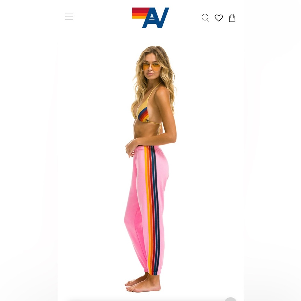 Aviator Nation Hot Pink 5 Stripe Sweatpants